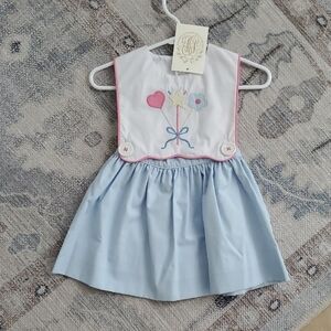 NWT The Beaufort Bonnet Company Baby Girls Brady Button Dress Wand Sz12-18m